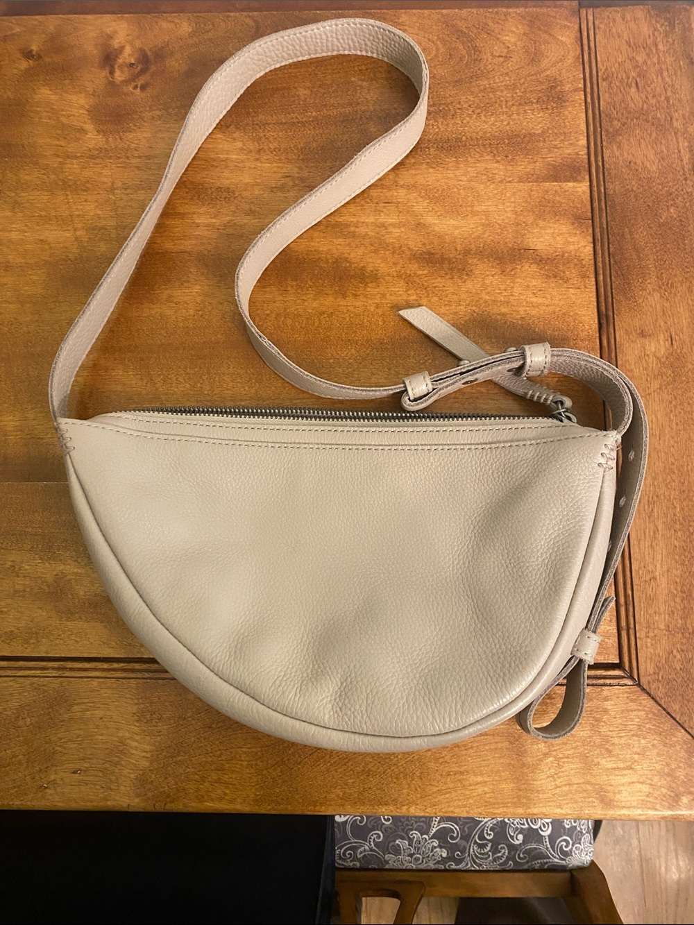 The Sak Beige Crescent Leather Crossbody